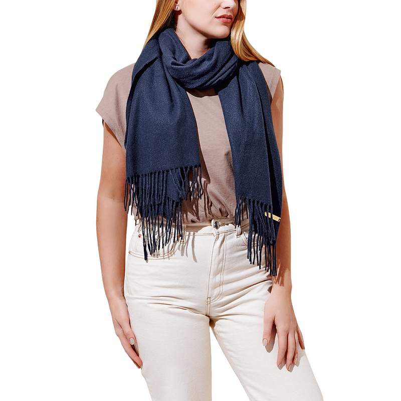 Katie Loxton Blanket Scarf in Navy KLS444 on model