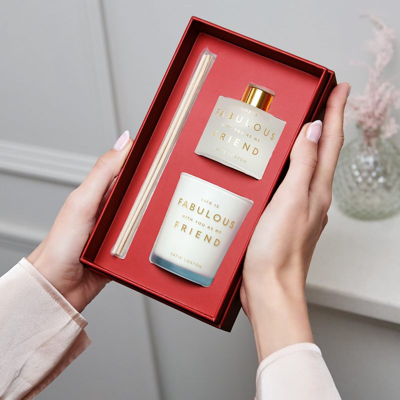 Katie Loxton Champagne & Sparkling Berry Reed Diffuser & Candle Fabulous Friend KLC292 lifestyle