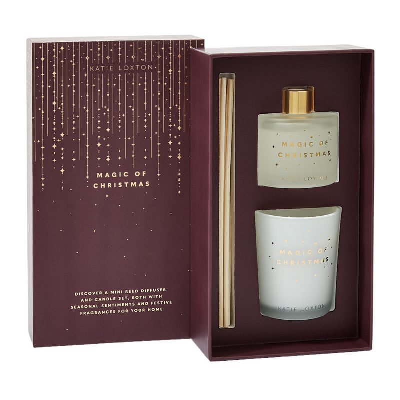 Katie Loxton Cinnamon and Nutmeg Chai Reed Diffuser & Candle Magic Of Christmas KLC283 with lid
