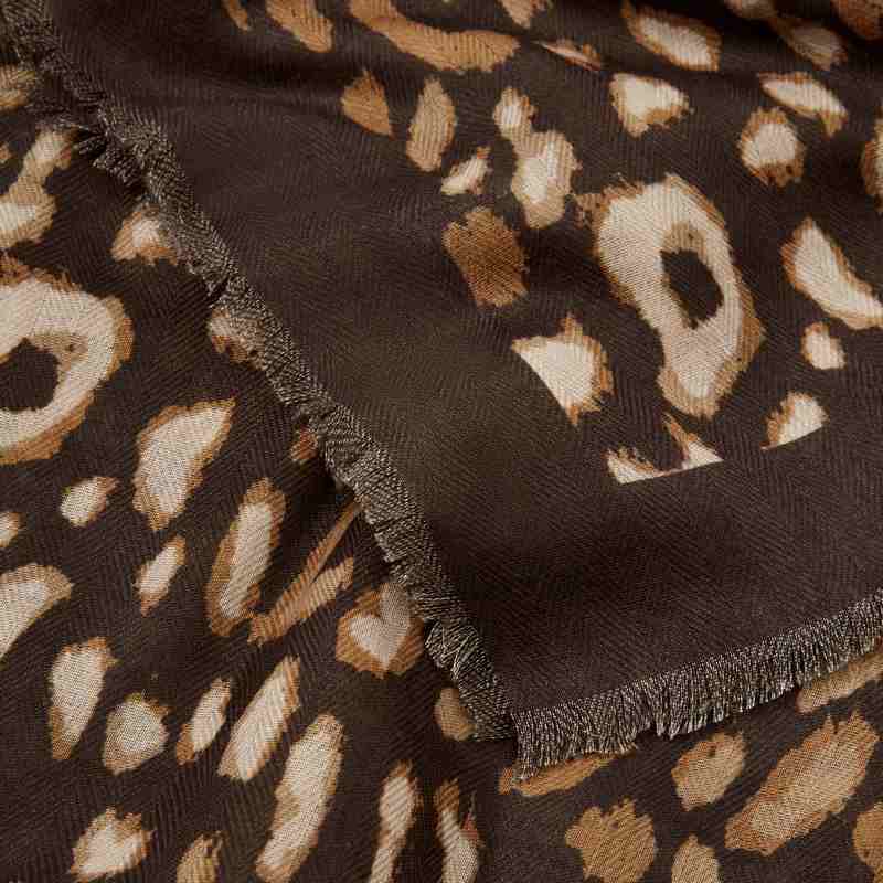 Katie Loxton Leopard Print Scarf Dark Brown KLS427 detail