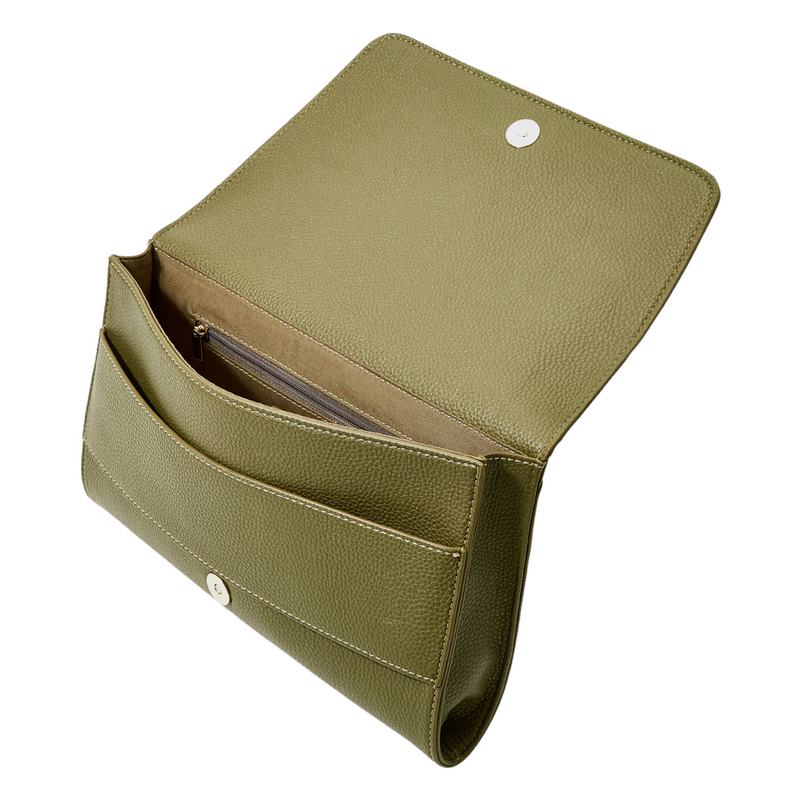 Katie Loxton Lila Clutch in Khaki KLB2245 open
