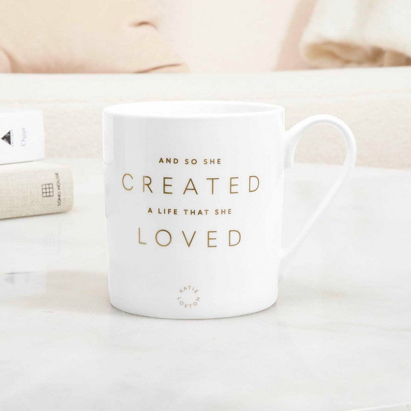 Katie Loxton Porcelain Mug And So She Created A Life That She Loved KLCW116 lifestyle