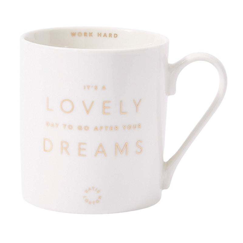 Katie Loxton Porcelain Mug It's A Lovely Day To Go After Your Dreams KLCW101 front