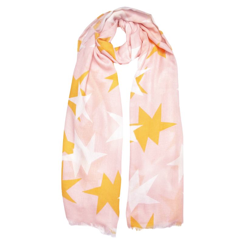 Katie Loxton Printed Scarf Large Stars in Blush Pink KLS309