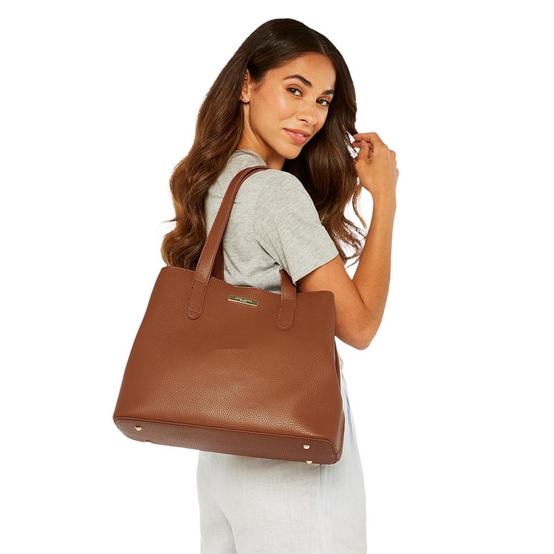 Katie Loxton Riley Shoulder Bag Cognac KLB1515 on model