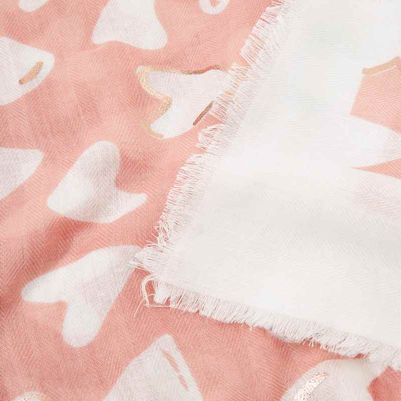 Katie Loxton Scarf Hearts in Peach & Rose Gold KLS433 detailel