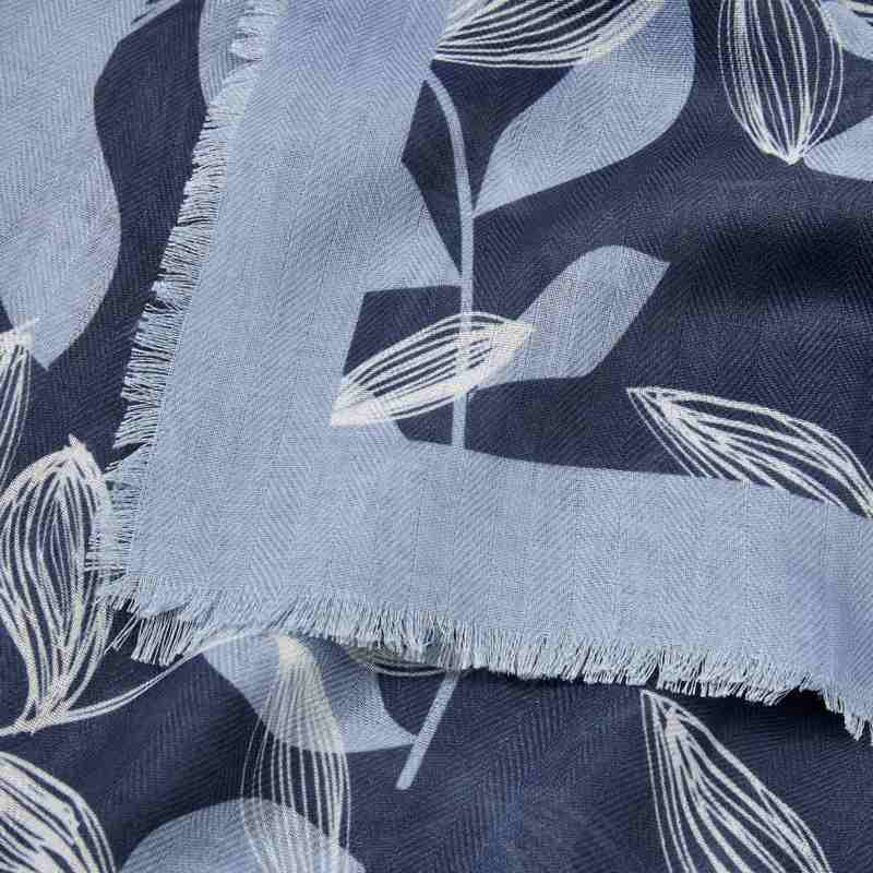Katie Loxton Scarf Leaf Vine in Navy & Blue KLS424 detail