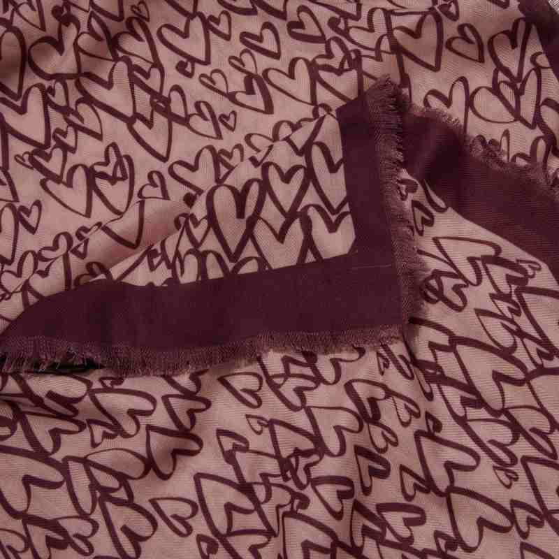 Katie Loxton Scarf Outline Hearts in Pink & Plum KLS420 detail