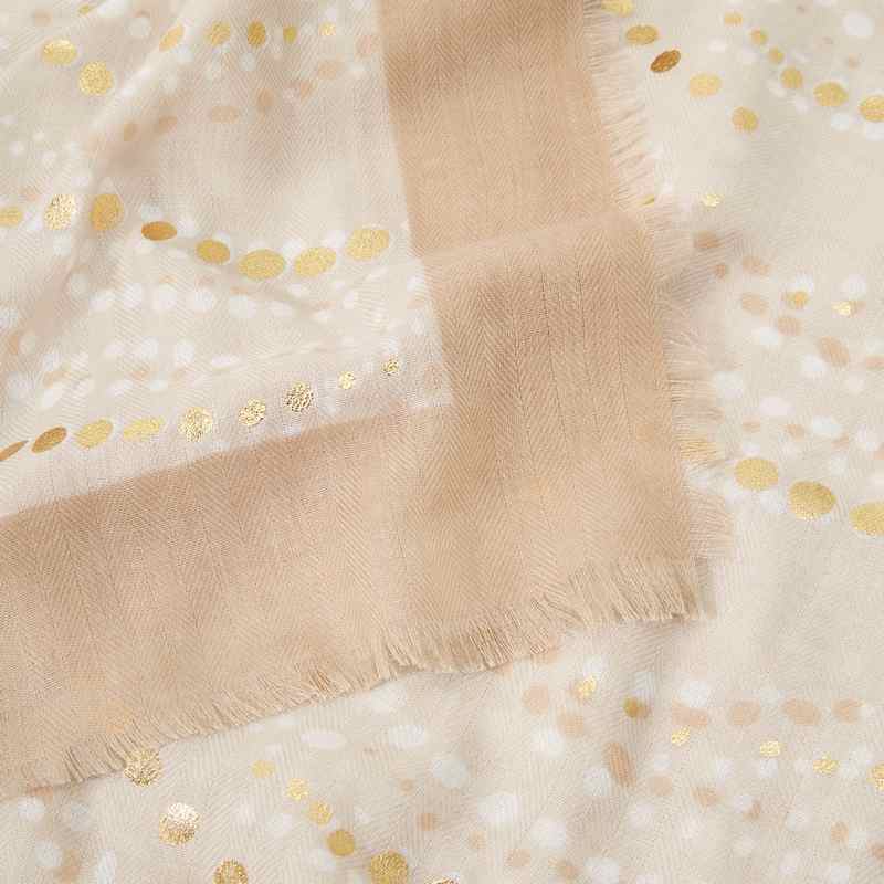 Katie Loxton Scarf Waved Dot in Off White and Gold KLS428 detail
