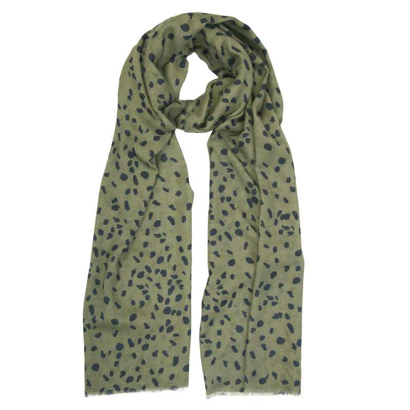 Katie Loxton Sentiment Scarf Leopard Print In Black And Khaki KLS247