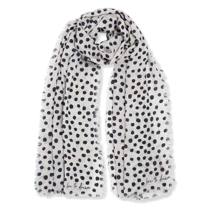 Katie Loxton Sentiment Scarf Live To Dream Black & White looped