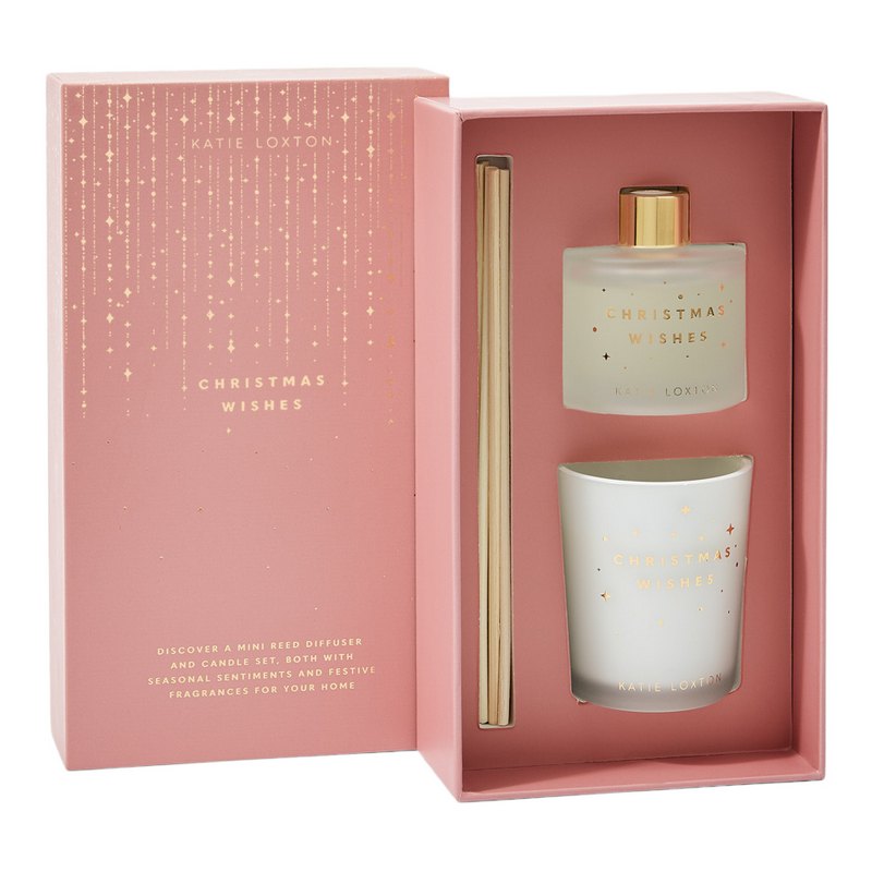 Katie Loxton Sweet Vanilla & Salted Caramel Reed Diffuser & Candle Christmas Wishes KLC284 main