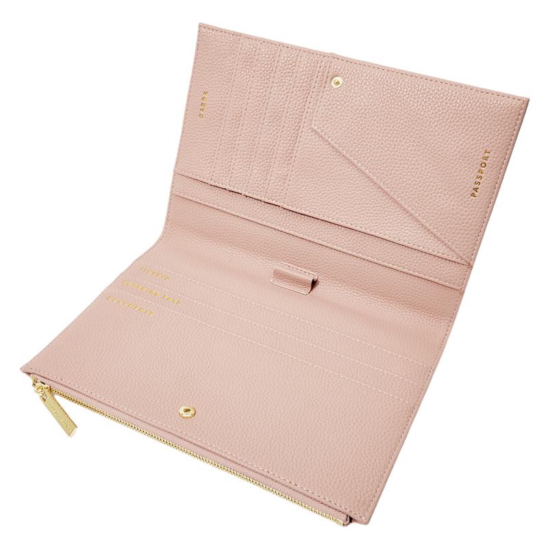 Katie Loxton Travel Document Holder Pale Pink KLB2335 open