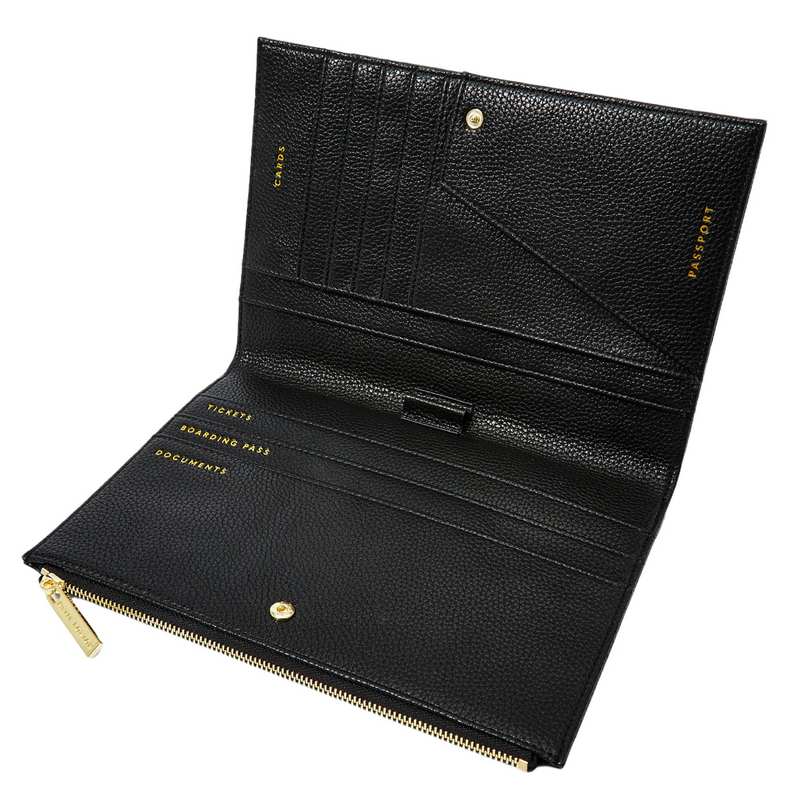 Katie Loxton Travel Document Holder in Black KLB2333 open