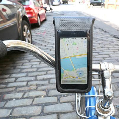 Kikkerland All Weather Bike Phone Mount US147 in use