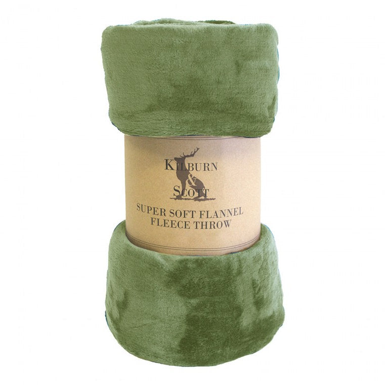 Kilburn & Scott Rolled Flannel Fleece Throw Pale Green main