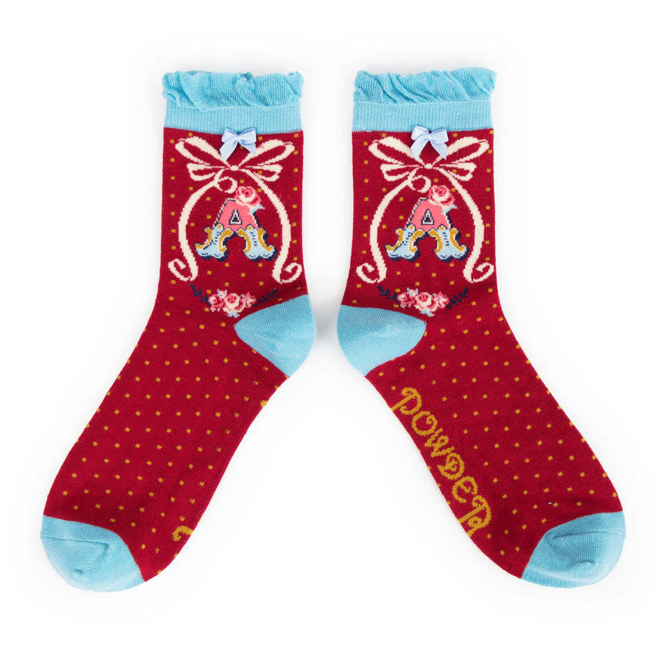 Ladies Alphabet Socks Letter A