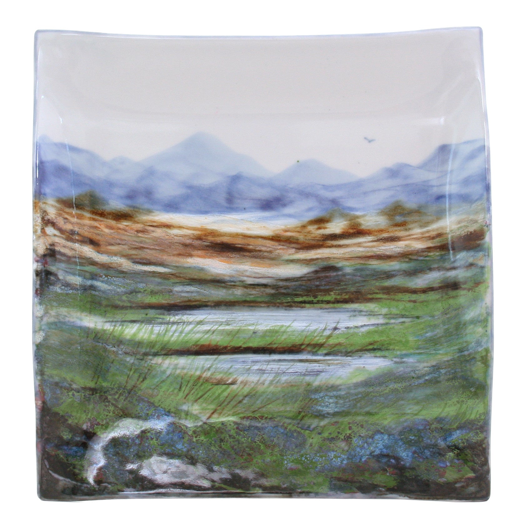 Highland Stoneware Landscape Plate Square Medium