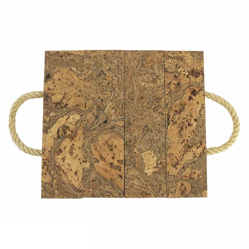 Liga Eco Living Block Cork Trivet with Rope Handles top