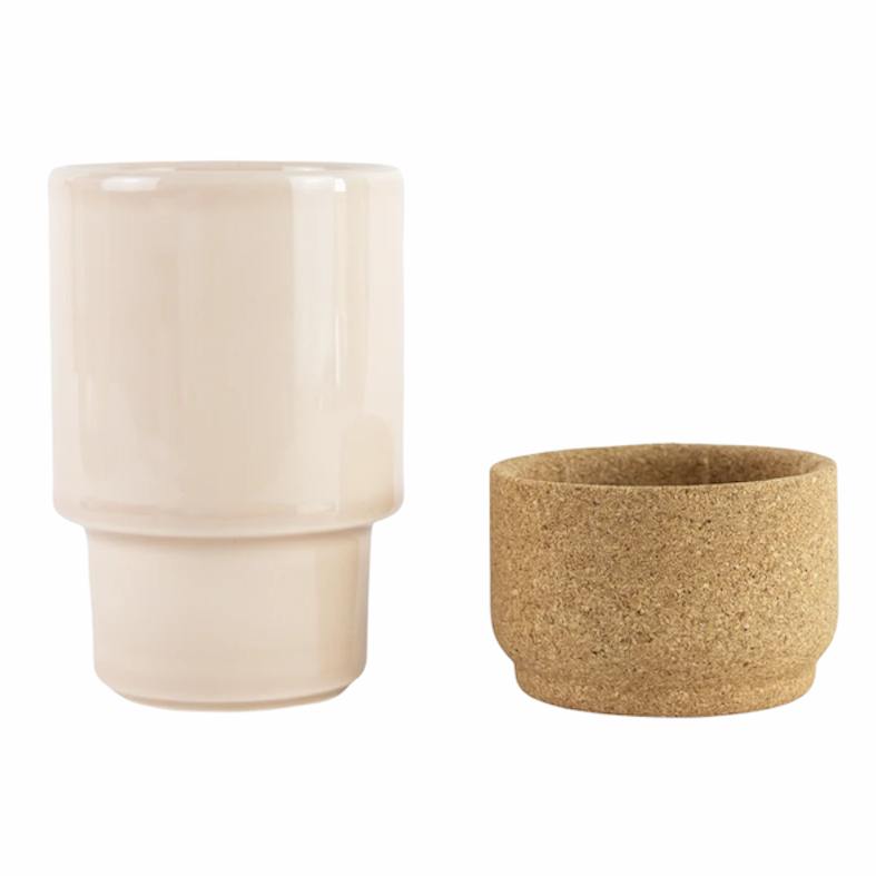 Liga Eco Living Cork Base Rose Pink Latte Mug with base separate