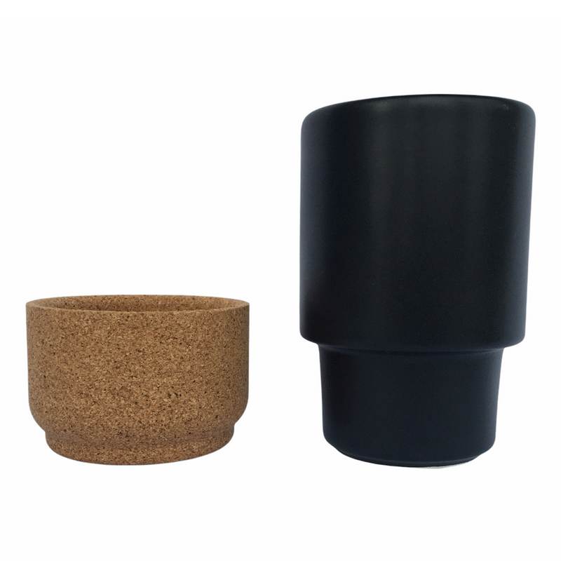 Liga Eco Living Cork Based Ceramic Latte Mug Black separated