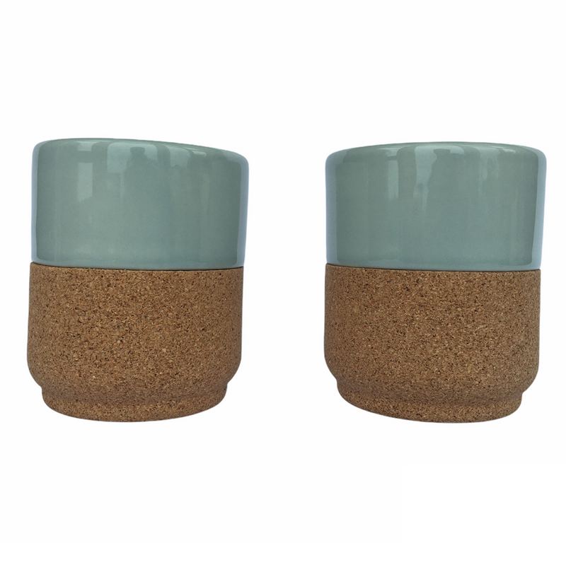 Liga Eco Living Gift Set of Two Cork Based Ceramic Mugs Aqua