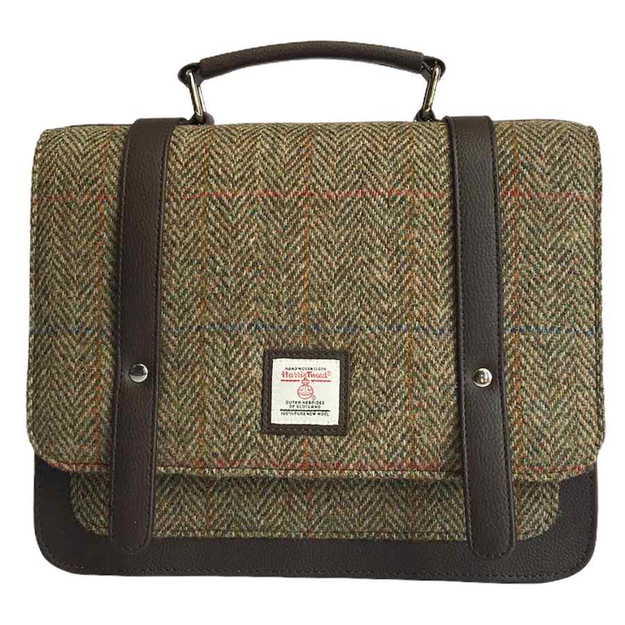 Harris Tweed Mini Messenger Bag Country Green front