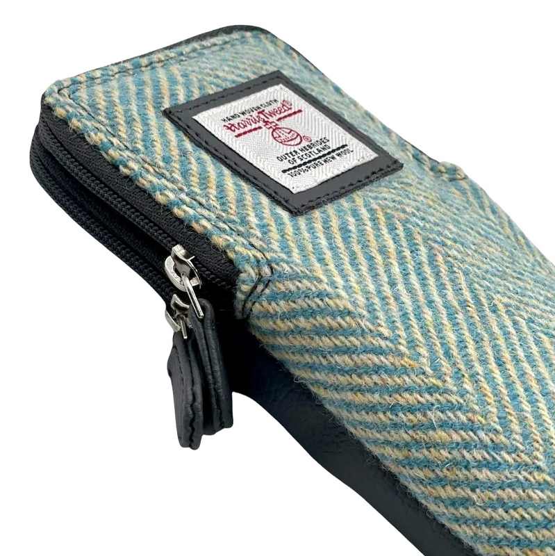 Maccessori Double Glasses Sleeve Turquoise Herringbone Harris Tweed CB2205-1904B2 zips
