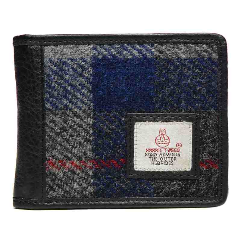 Maccessori Harris Tweed Bifold Gents Wallet Blue Check front