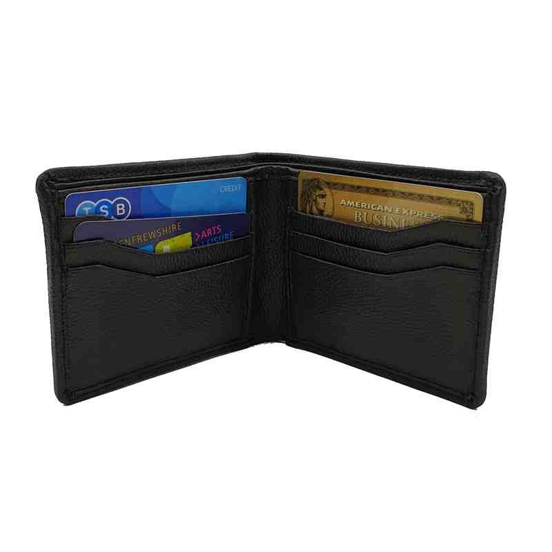 Maccessori Harris Tweed Bifold Gents Wallet Blue Check open