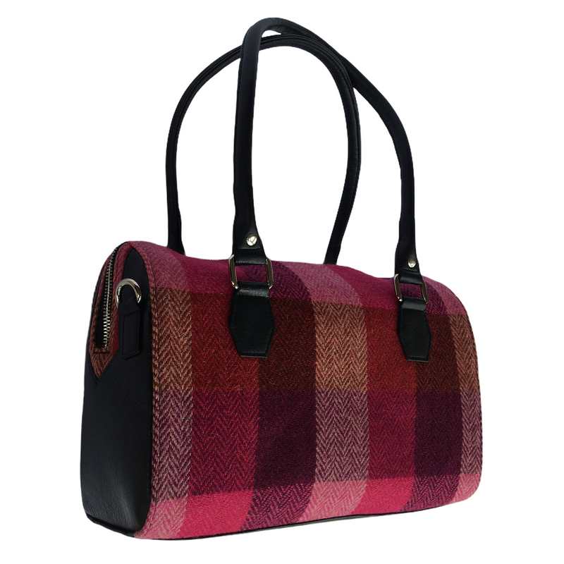 Maccessori Harris Tweed Bowling Bag Pink Squares angled