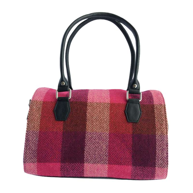 Maccessori Harris Tweed Bowling Bag Pink Squares back