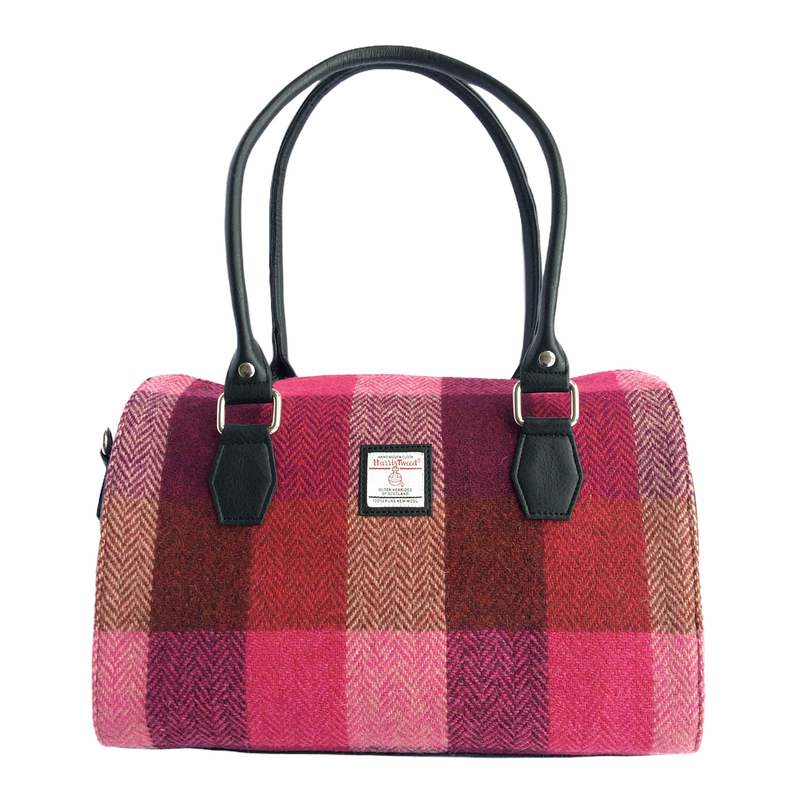 Maccessori Harris Tweed Bowling Bag Pink Squares front