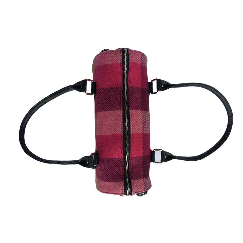 Maccessori Harris Tweed Bowling Bag Pink Squares top