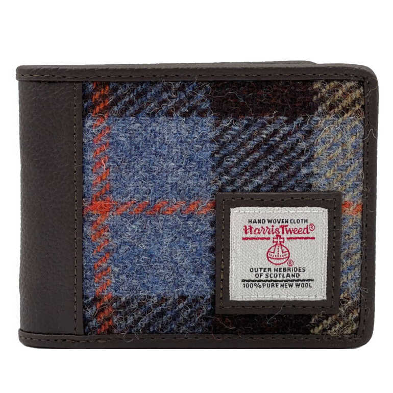 Maccessori Harris Tweed Mens Bifold Wallet Blue & Brown Check