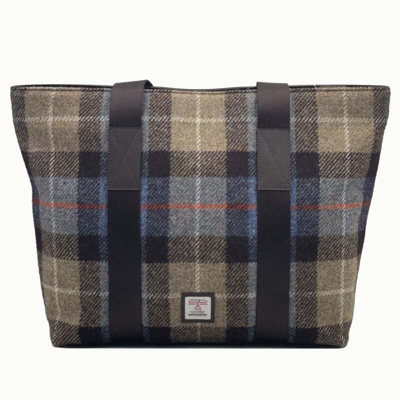 Maccessori Harris Tweed Shopper Bag in Blue and Brown Check