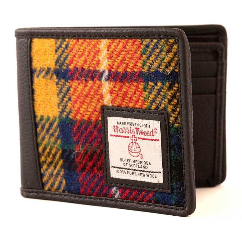 Maccessori Harris Tweed Trifold Wallet Saffron Tartan front
