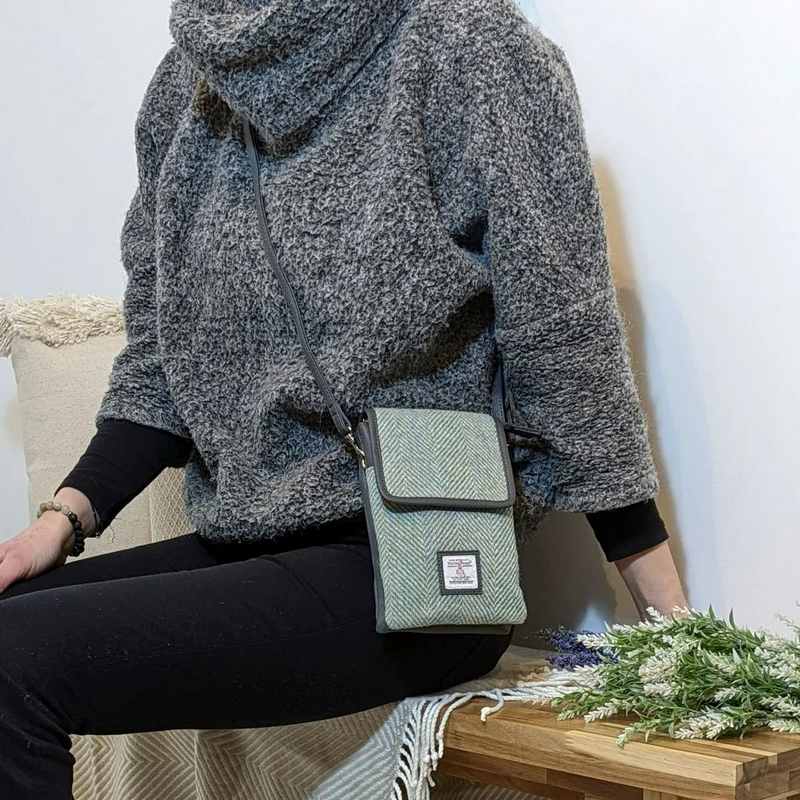 Maccessori Mini Cross Body Bag Turquoise Tweed CB2201-1904B2 on model