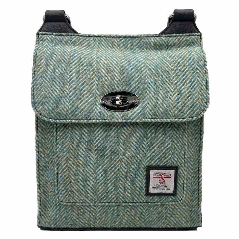 Maccessori Satchel Bag Turquoise Herringbone Tweed CB1902-1904B2 front