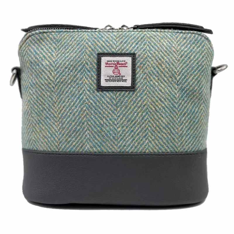 Maccessori Square Shoulder Bag Turquoise Herringbone Tweed CB5003-1904B2 front