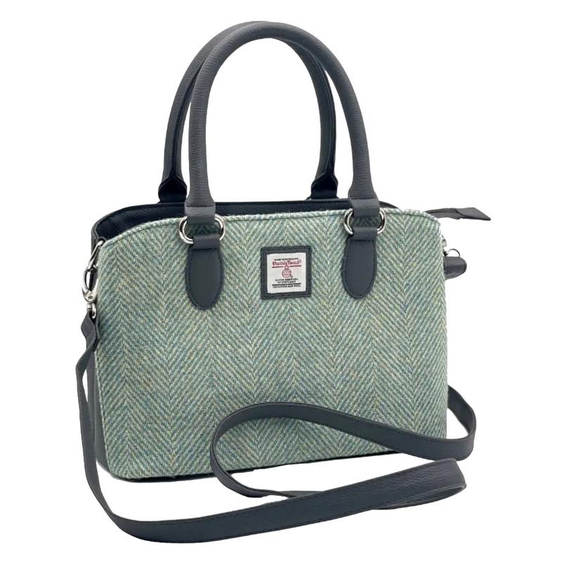 Maccessori Top Handle Bag Turquoise Herringbone Harris Tweed CB2301-1904B2 with strap