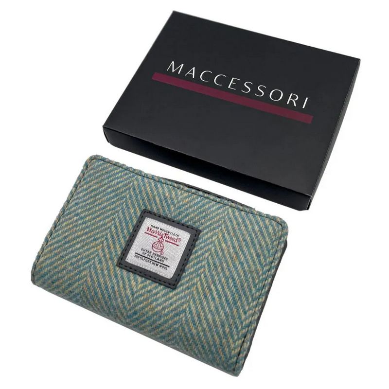 Maccessori Zip Purse Turquoise Harris Tweed CB5004-1904B2 with box
