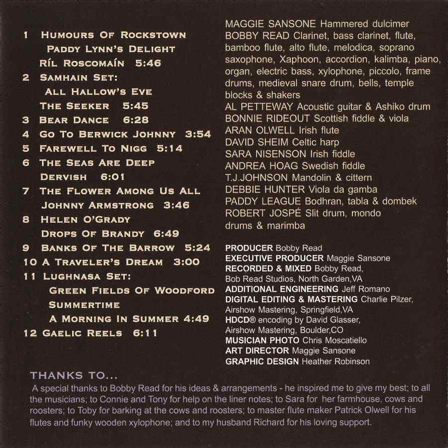 Maggie Sansone - A Traveler's Dream MMCD110 back