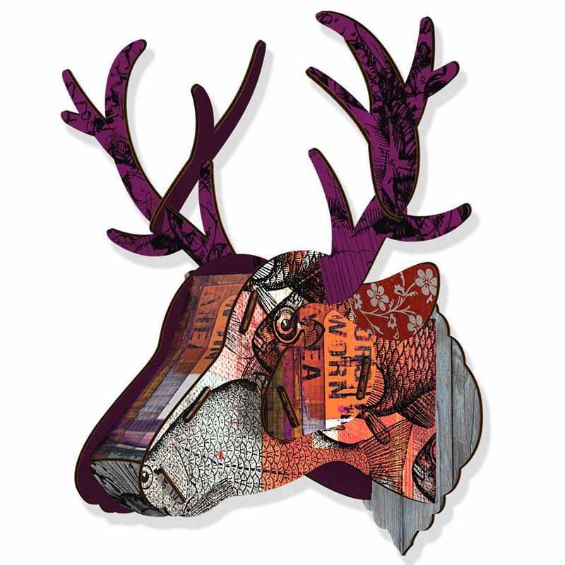 Miho Stags Head Trophy Deer Purple Branch