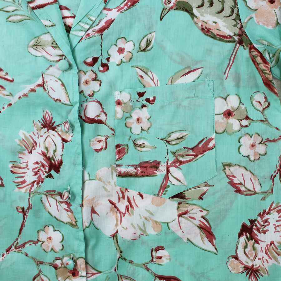 Mint Blossom Print Ladies Nightshirt NS32 detail