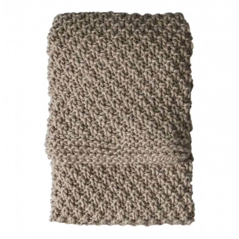 Moss Chunky Knitted Throw in Oatmeal