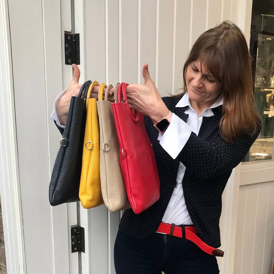 Multi-use Leather Tote with Pouch colour selection