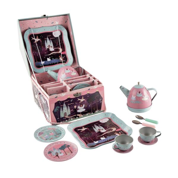 Musical Tin Tea Set Enchanted 41P3652 open