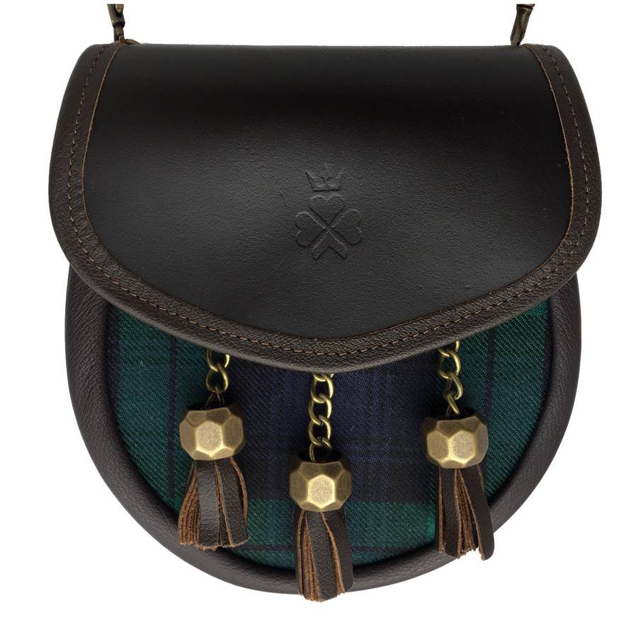 Nixey Sporran Handbag Blackwatch Tartan and Brown Leather main