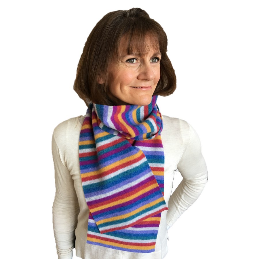 Old School Beauly Knitwear - Inverness Sunset Scarf on model